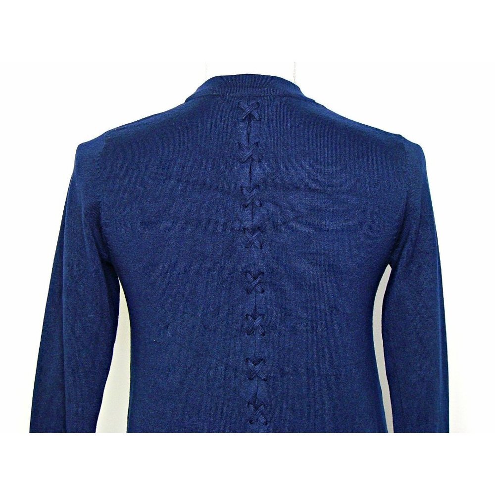 Lety & Me Womens Braided Cardigan Sweater Navy Blue Open Front 3/4 Sleeves Sz XS - Picture 4 of 11